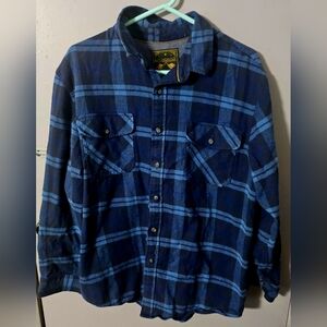 Achorage Expedition Flannel long sleeve navy blue/lightblue button up size  XL